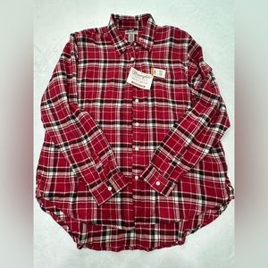 NWT Wrangler Wrancher Shirts Red Black Plaid Button Up Shirt Mens Size Large